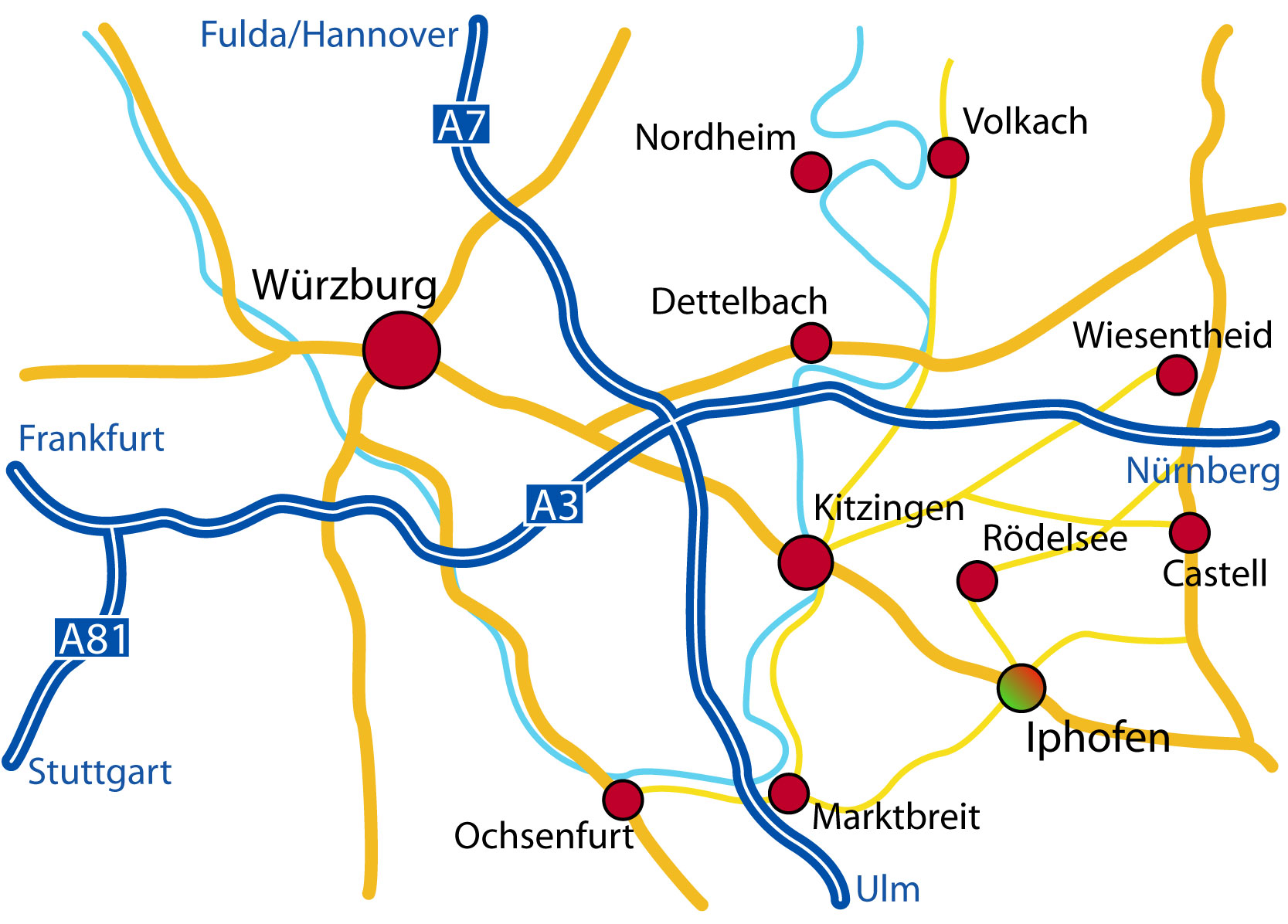 Anfahrt zum Weingut Dorsch, Iphofen Frankenwein in Iphofen: Anfahrt